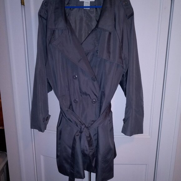 Women's Weather Solution Gray Grey Raincoat Trench coat 30W 4X/5X Plus Size - Picture 2 of 7